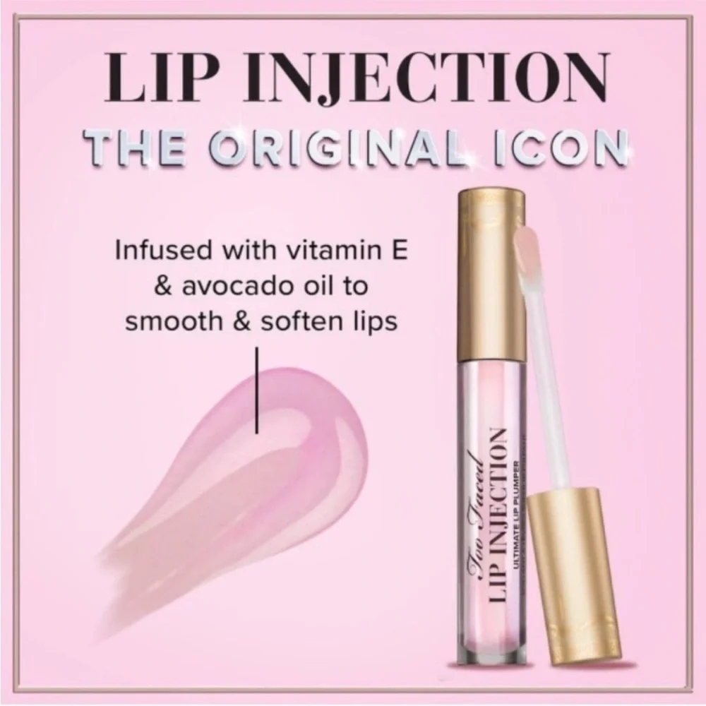 🆕 TOO FACED Lip Injection Plumping Lip Gloss Volumizing, Vitamin E Avocado Oil